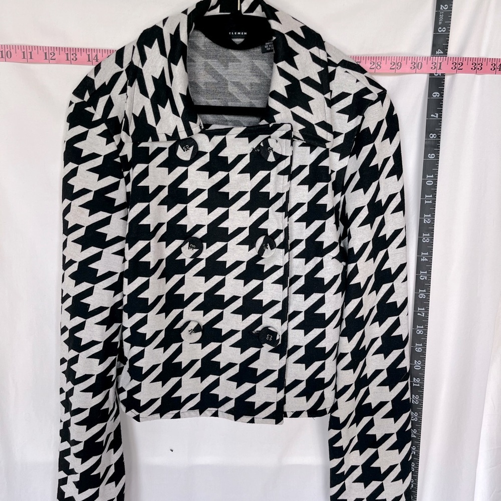 Skirt suit set with blazer - Houndstooth black and grey belted - size 4
